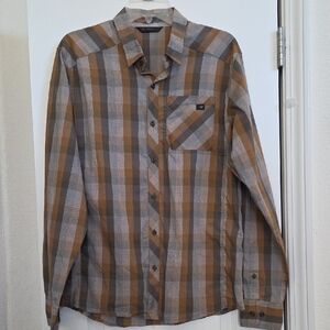 Arc'Teryx Gold, Gray And Tan Long Sleeved Button Up Shirt!